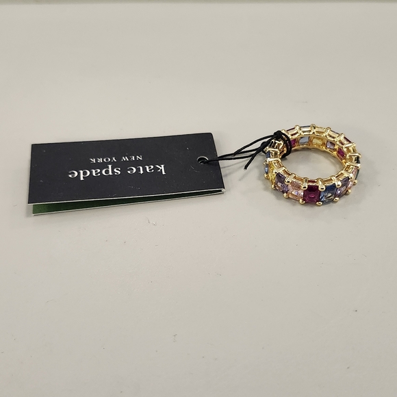 NWT Kate Spade Gold-Tone Rainbow Joy Baguette Ring SIZE 7 - Picture 2 of 5